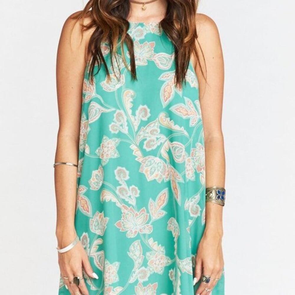 Show Me Your Mumu‎ Gomez Jadely Paisley Floral A-Line Dress Size Small Green